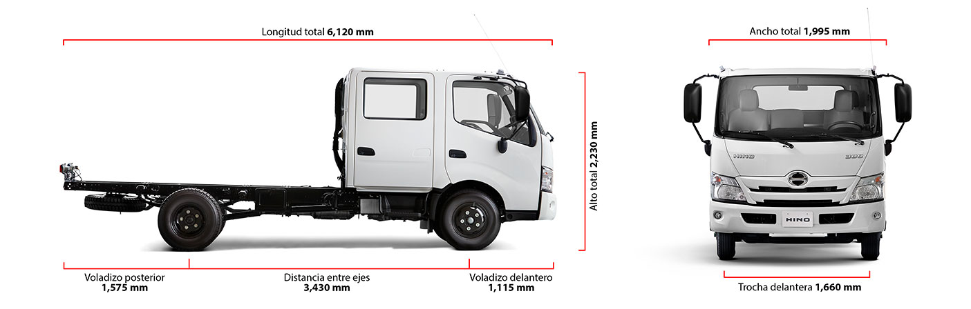 Dimensiones camión doble cabina - HINO DUTRO