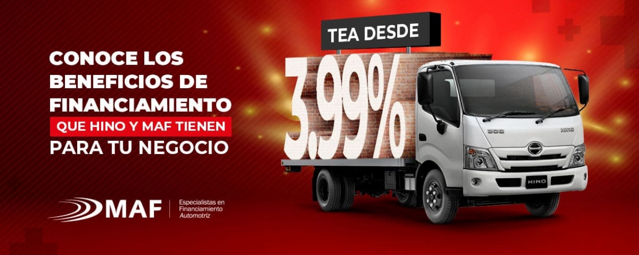 Hino y MAF traen beneficios para ti con tasas especiales de financiamiento