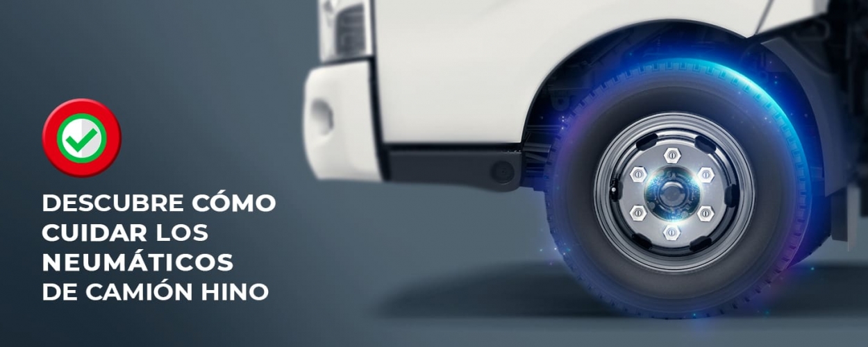 cómo cuidar los neumáticos en camión Hino Perú detalle llanta camión blanco