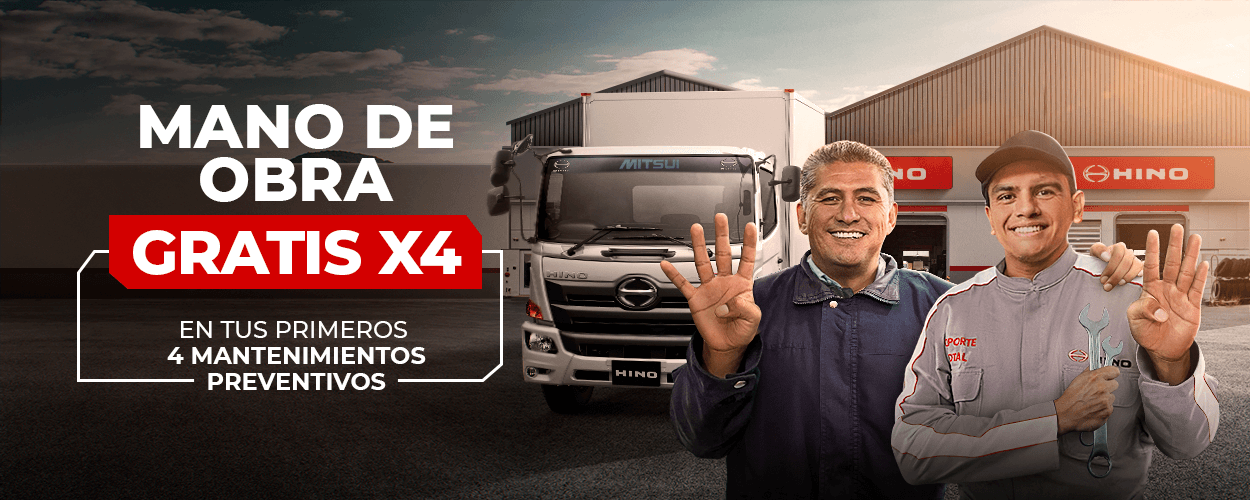 Aprovecha la mano de obra gratis x4: Ahora te llevas 4 mantenimientos preventivos con tu nuevo HINO