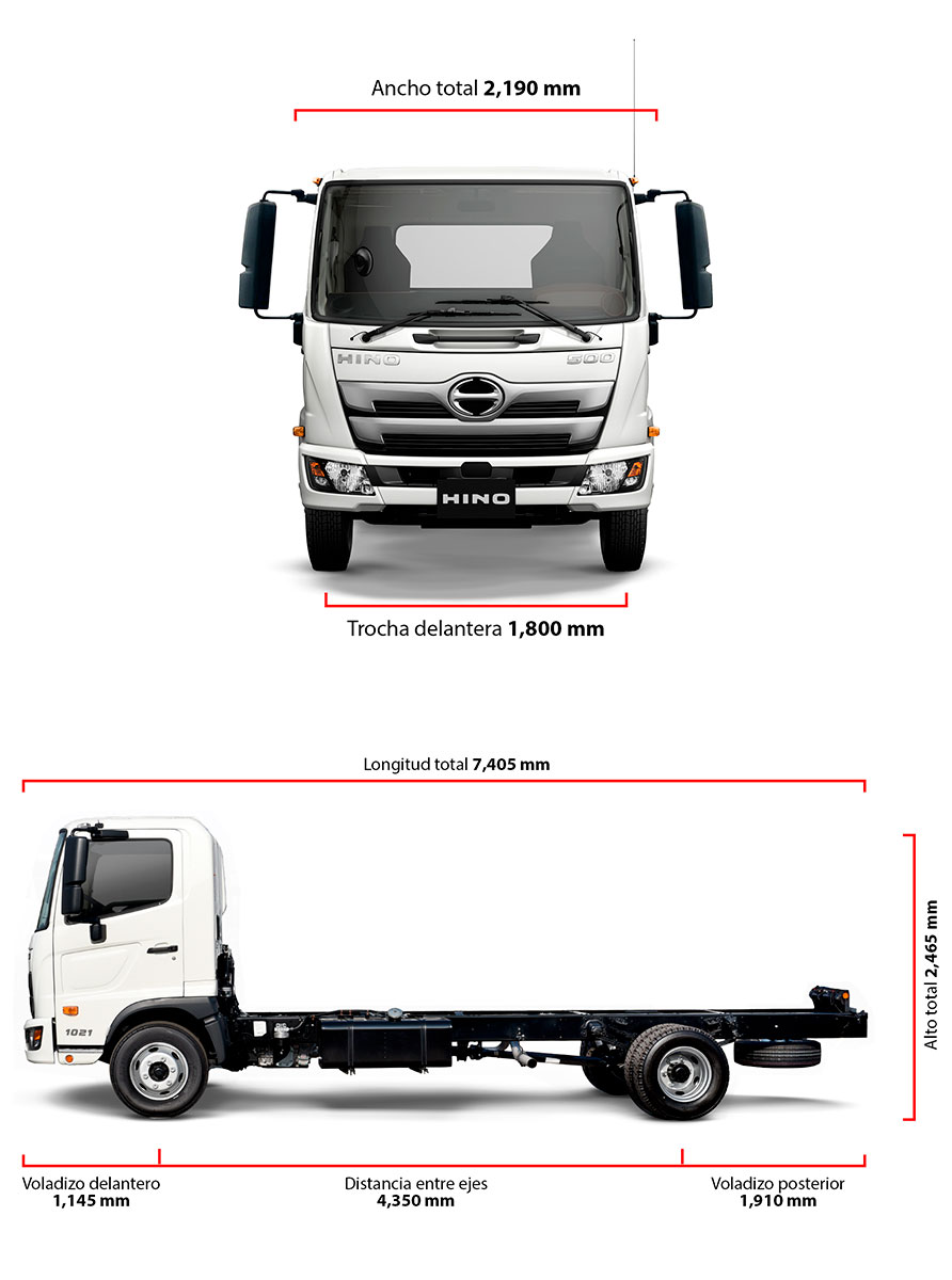 Medidas del camión 7 toneladas - HINO FC1021